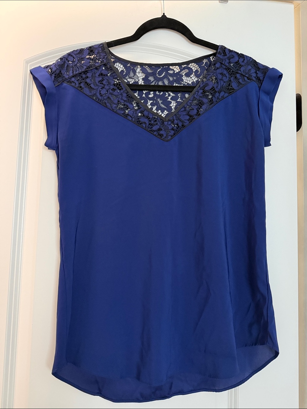 Express Royal Blue Lace Yoke Blouse